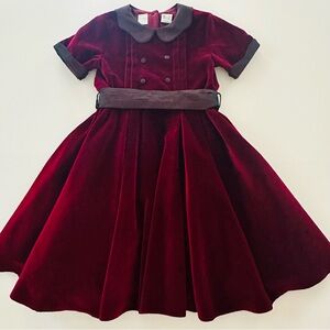 Sarah Louise Girls 5 Deep Red Velvet Party Dress Holiday Special Occasions